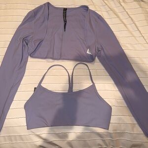Vuori Light Purple Sports Bra and Crop Top Set- M
